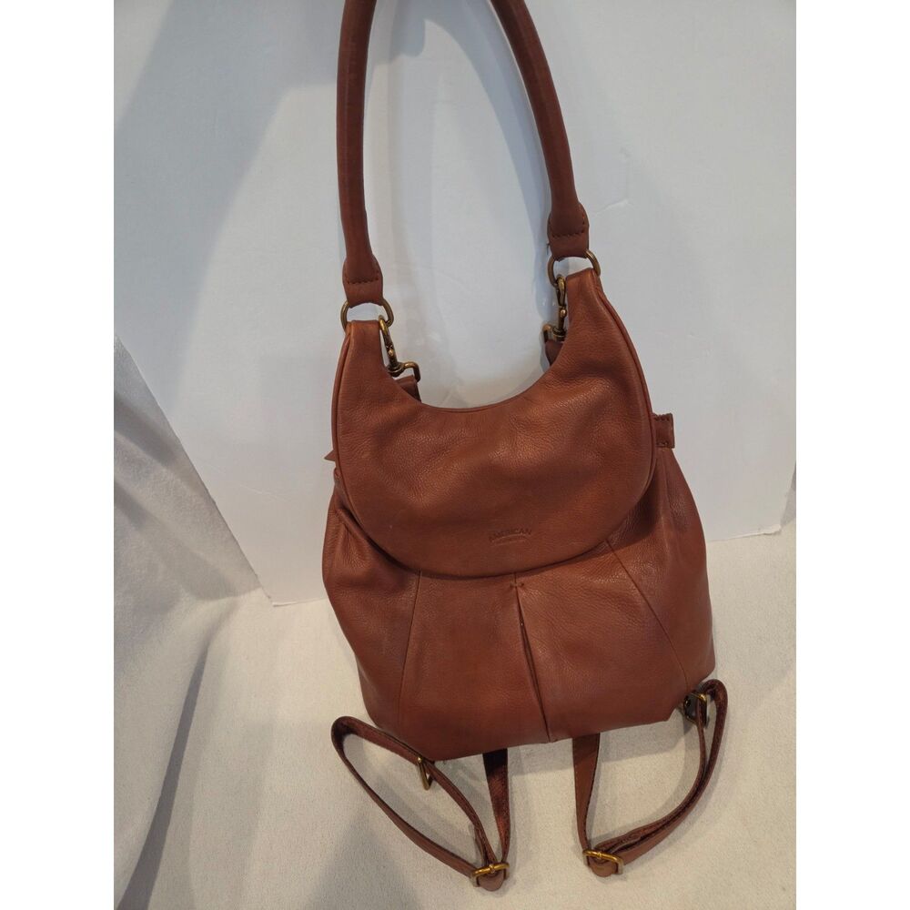 American Leather Co Brandy Catalina Leather Convertible Backpack Bag MSRP $228